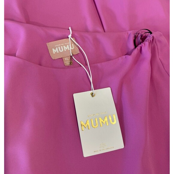 NEW Show Me Your MuMu Women Dress Pink Trish Mini One Shoulder Batwing Draped XL - Picture 5 of 10